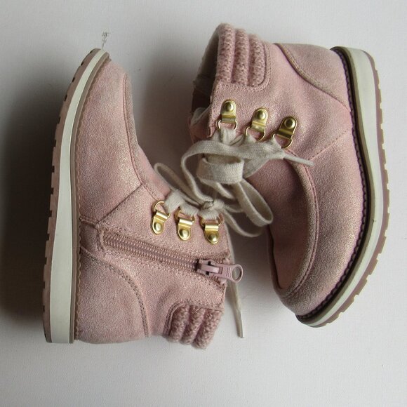 Cat & Jack Toddler Girls Ankle Suede Lace-Up Side Zipper Herbie Booties Blush - Picture 5 of 9